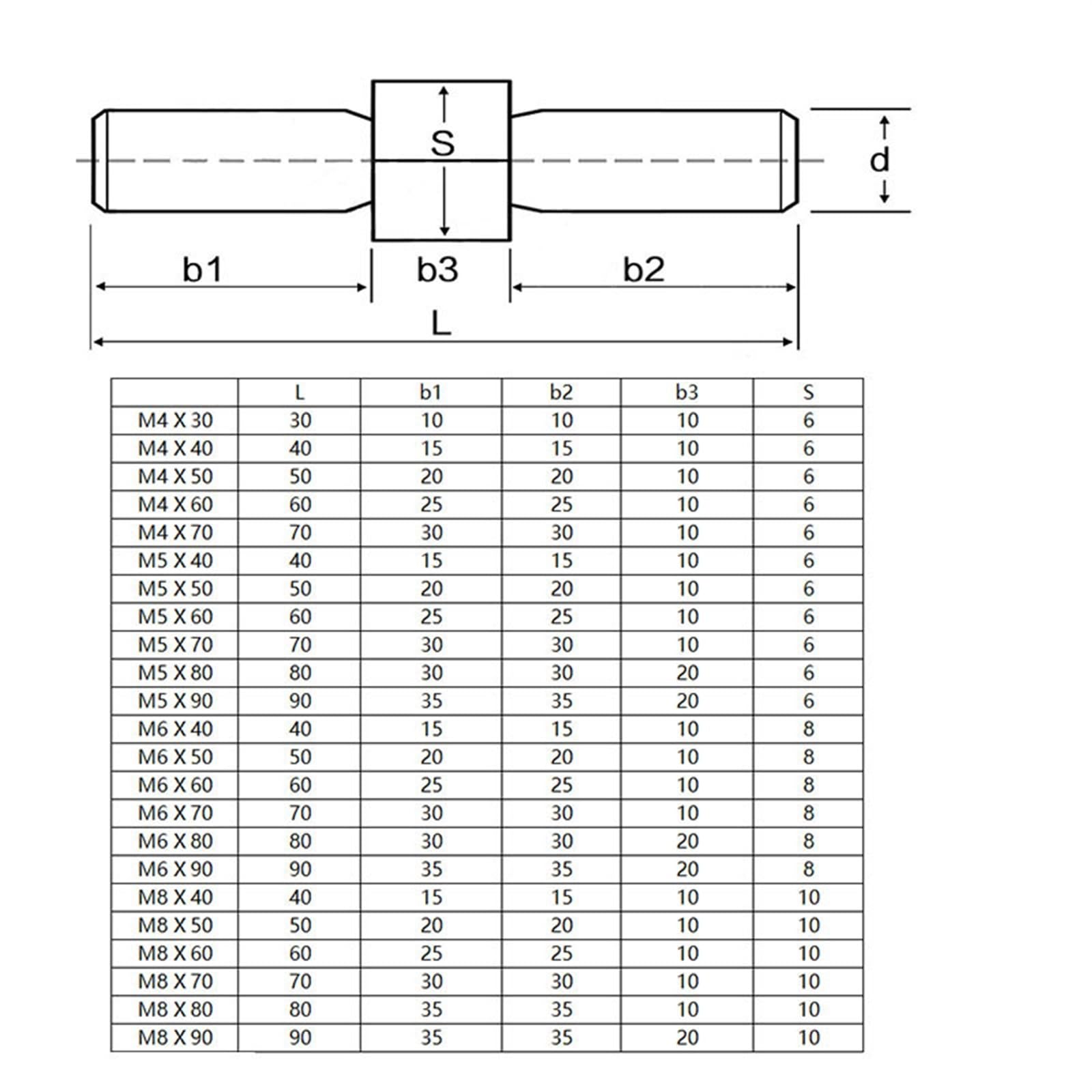 Acciaio Inossidabile Barra Maschio Bulloni Doppia Estremità Filettata M8 In Acciaio Inox 304 - Lunghezze Da 30 A 250 Mm Barra Filettata - Foto 4