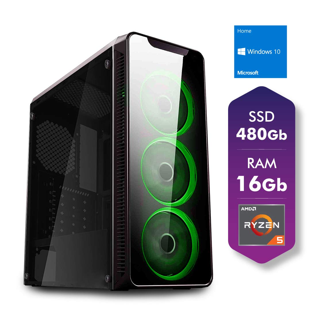 PC Gamer AMD Ryzen 5 3400G 16GB SSD 480GB Fonte 500W Windows 10