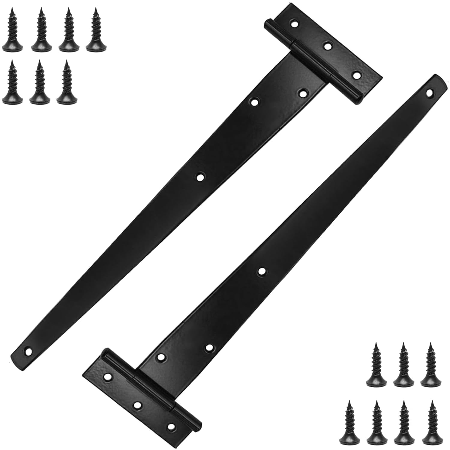 Wopanxye Garden Gate Hinges, 12 inch (300 mm) 7 Holes T-Hinges with Screws, 270 Open Angle, Rustproof Coated, for Fence Shed Door Windows Cabinets, 2 Pack, Black