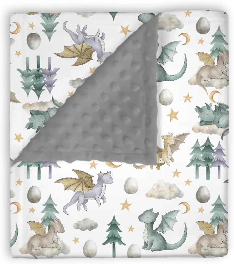 Mink Baby Boy Girl Blankets Watercolor Dragon Tale, Whimsical Dragon Egg Star Cloud Double Layer Dotted Backing Receiving Swaddle, Newborn Infant Toddler Nursery Crib Bedding Shower Gift 30×40 Mink Baby Boy Girl Blankets Watercolor Dragon Tale, Whimsical Dragon Egg Star Cloud Double Layer Dotted Backing Receiving Swaddle, Newborn Infant Toddler Nursery Crib Bedding Shower Gift 30×40
