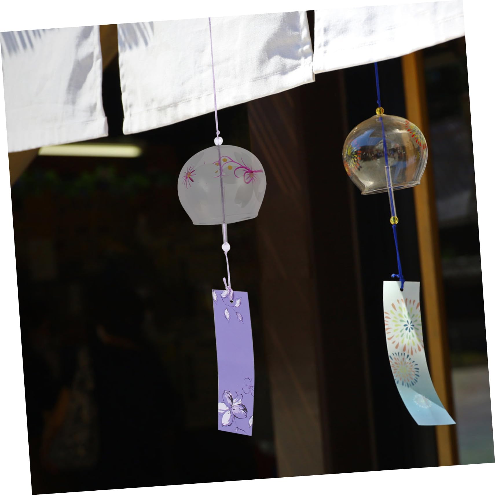 4 pezzi Campane Vento in Vetro Trasparente Stile Giapponese Decorazioni Appese per Giardino e Casa Fatte Mano con Suono Cristallino per Esterni e Interni
