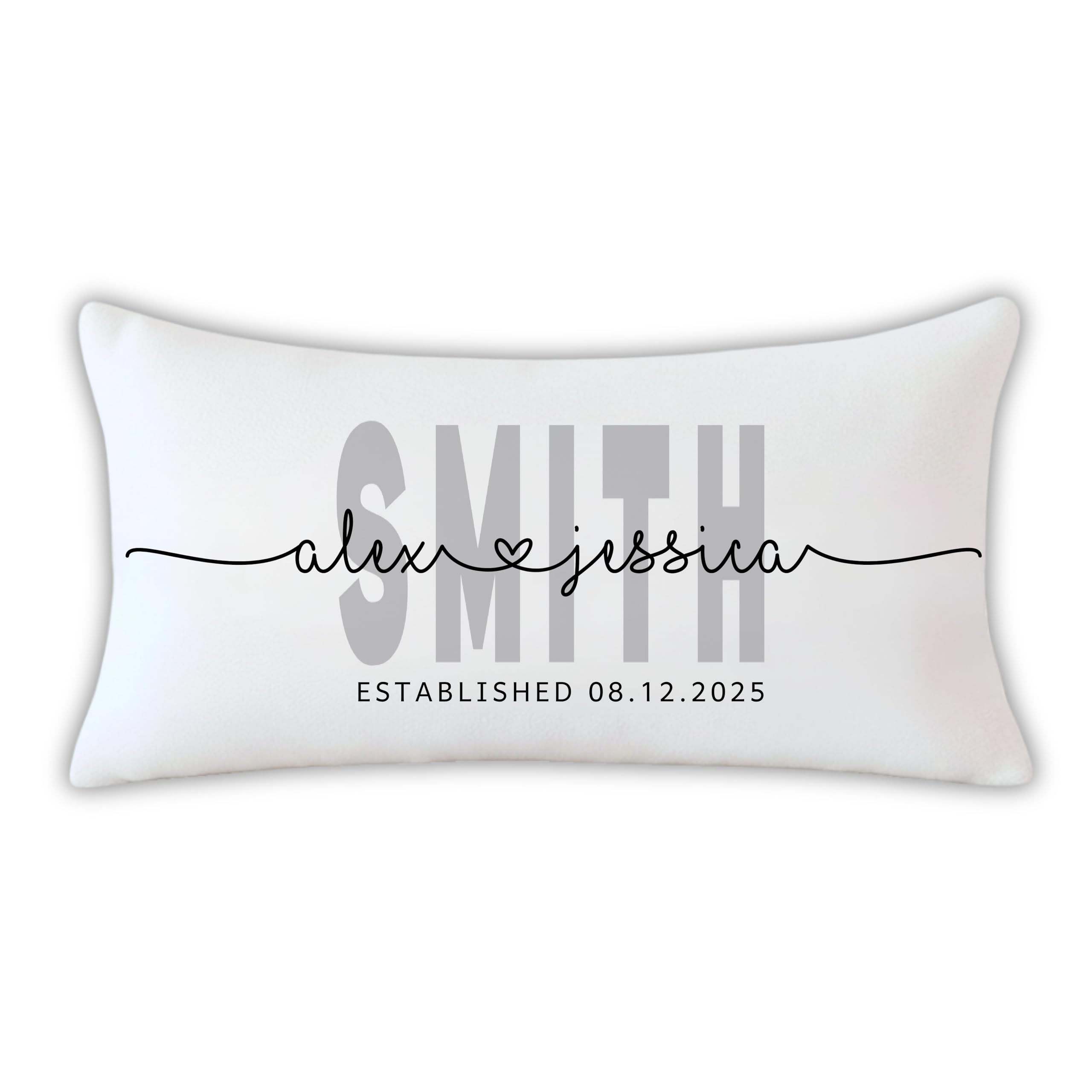 Custom Wedding Pillow with Couple Names Date Personalized Gift for Valentines Day Anniversary Bridal Shower Housewarming Present Romantic