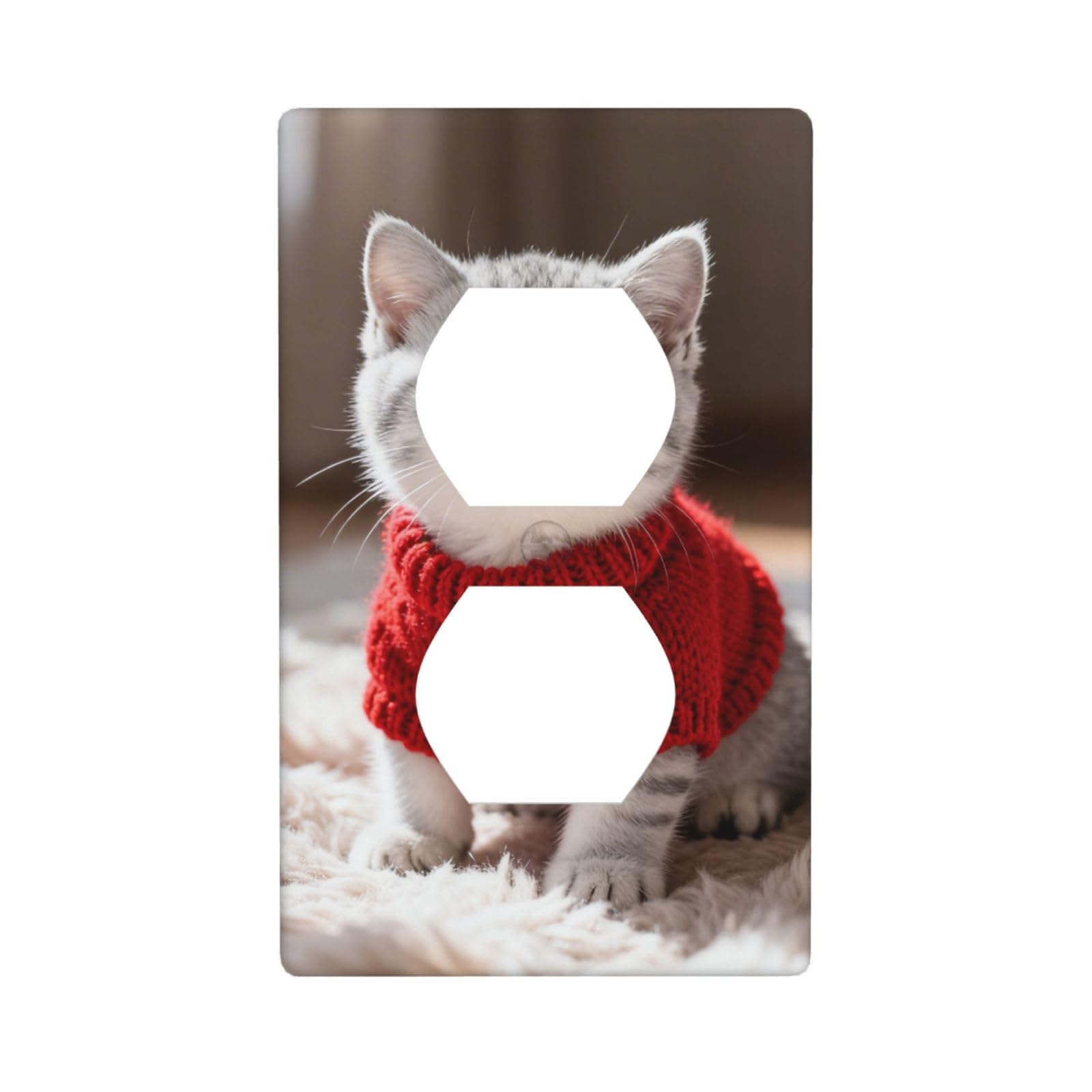 Cute Shorthair cat Decorative Switch Plate Cover-Unbreakable Polycarbonate Wall Plate for Home Office, 1 Gang with Screws
