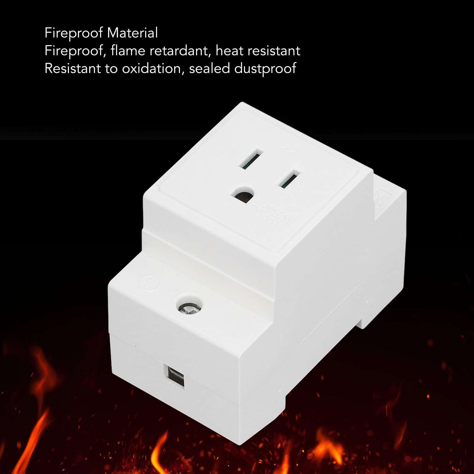 AC Socket, Flame Retardant, AntiElectric Shock, Simple Installation, Copper and Nylon DIN Rail Socket for Distribution Panel (US AC110?250V 15A)