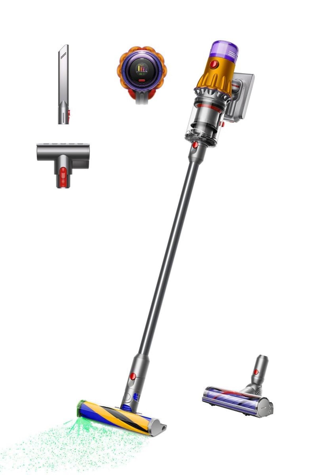 Dyson V12 Slim Detect Absolute 2026 Aspirapolvere verticale, 0,35 l, autonomia di 60 minuti, 3 modalità di aspirazione, giallo/nichel