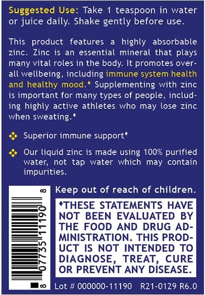 Quantum Zinc - Highly Absorbable Liquid Zinc for Optimal Immune Support & Whole Body Wellness - Immunity Mineral Supplements for The Entire Family - 8 fl. Oz. Vegan Zinc Supplement