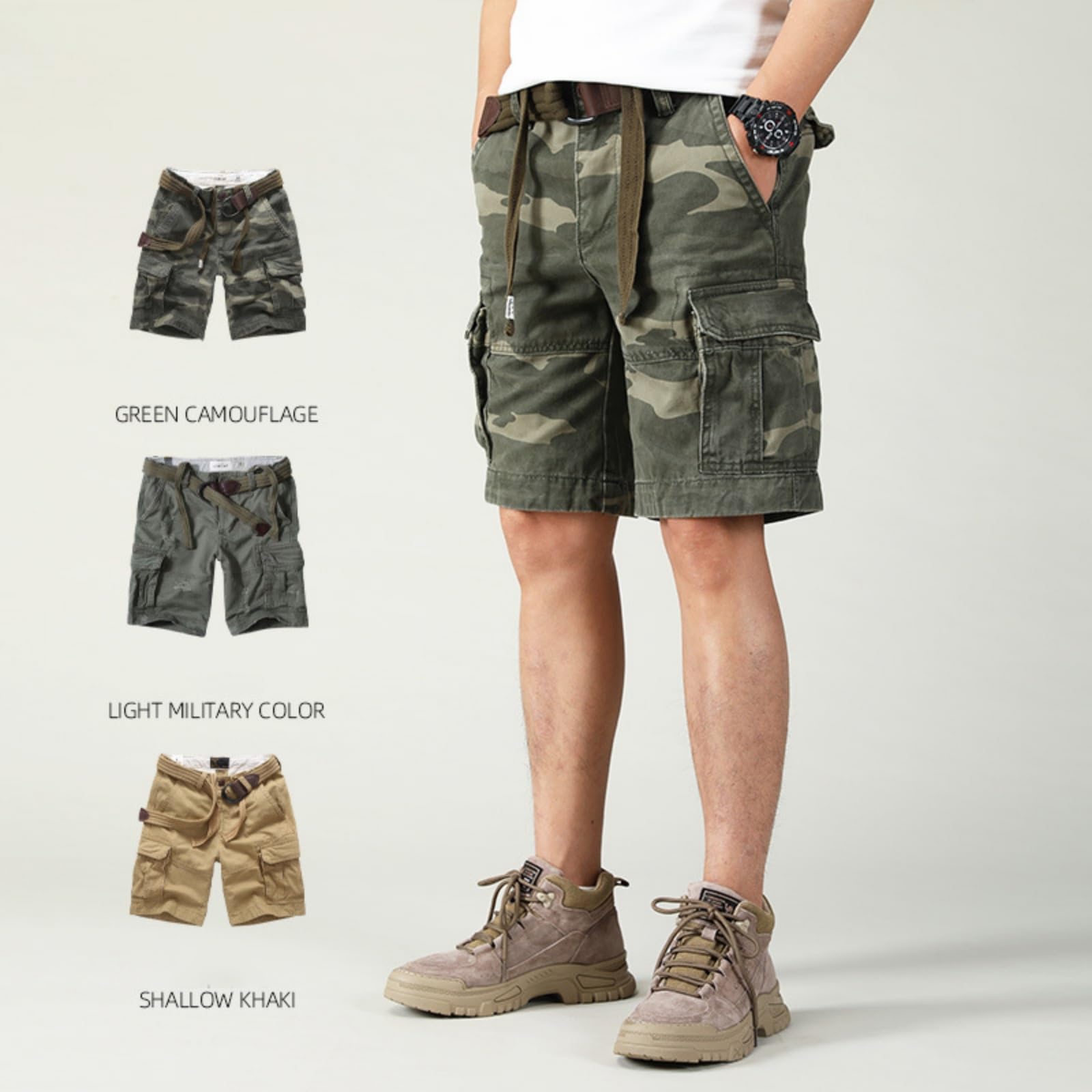 Morbuy Pantalones Cargo Hombre Cortos Verano, Pantalón Cargo Hombre con Multibolsillos Slim Fit Talla Grande Ligero Cómodo para Senderismo Trabajo Diario