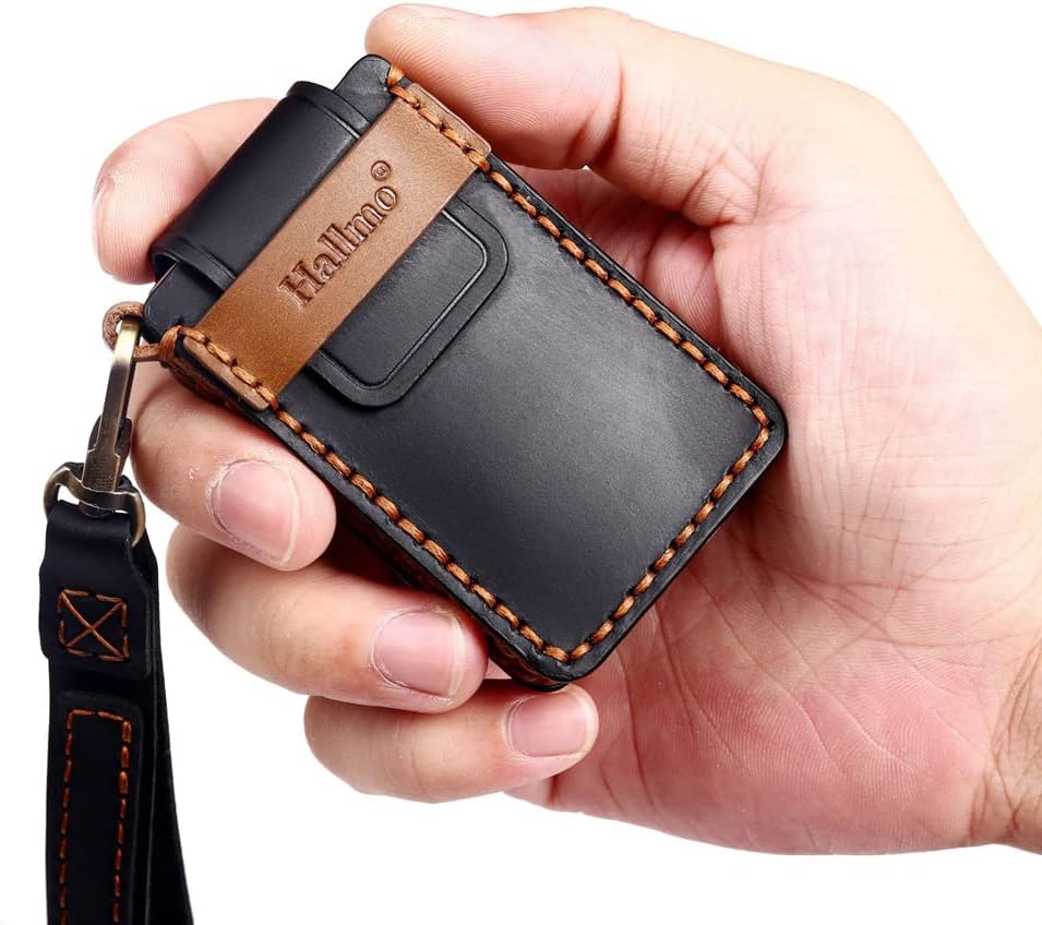 SANRILY Brown Leather Key Fob Cover for Cadillac CT4 CT5 DTS STS CTS SRX Escalade XTS ATS-5 Buttons Smart Key Keyless Key Case Shell