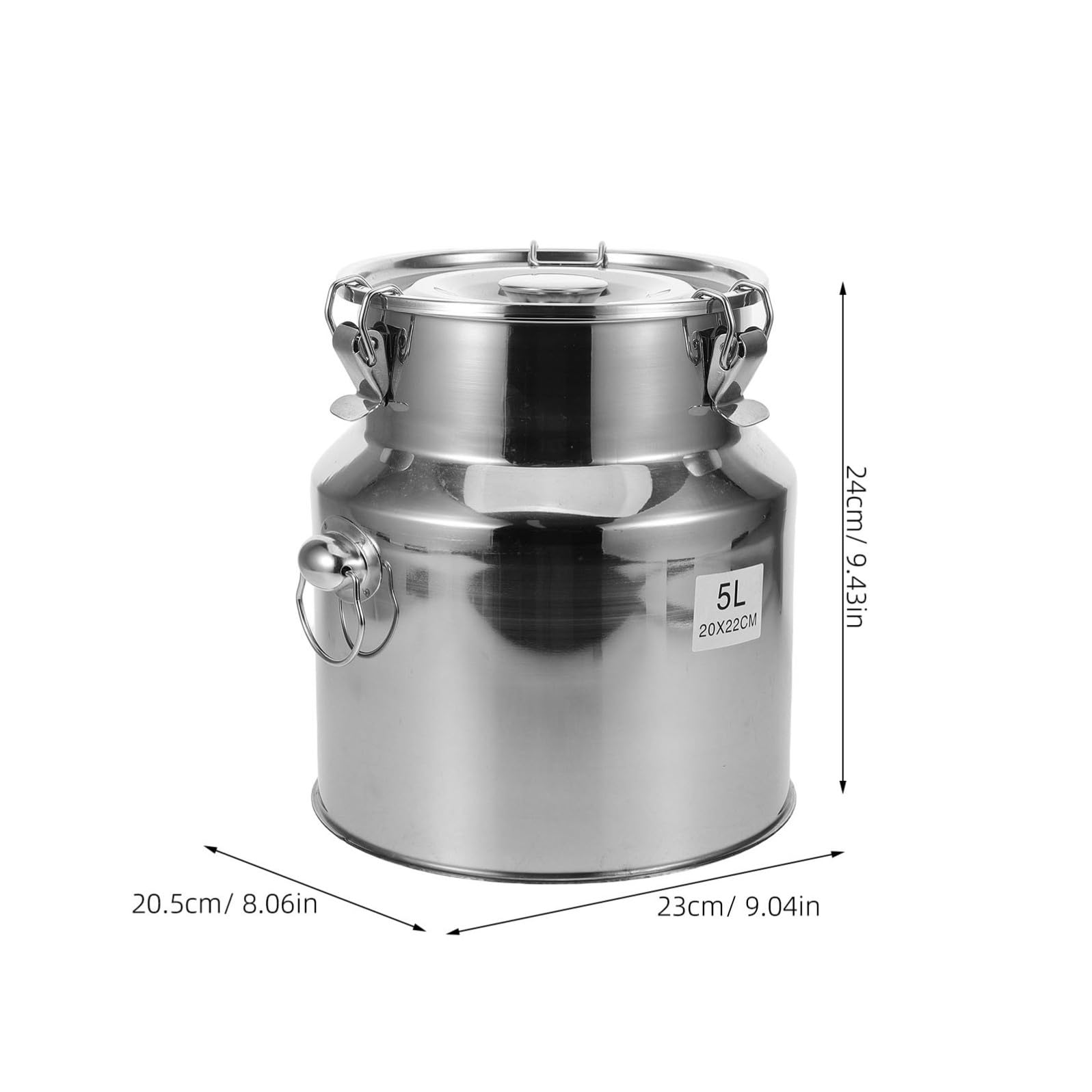 KALLORY Contenitore Alimenti in Acciaio Inox da 5l con Chiusura Ermetica, Design Moderno e Resistente, per Cucina e Ristorante