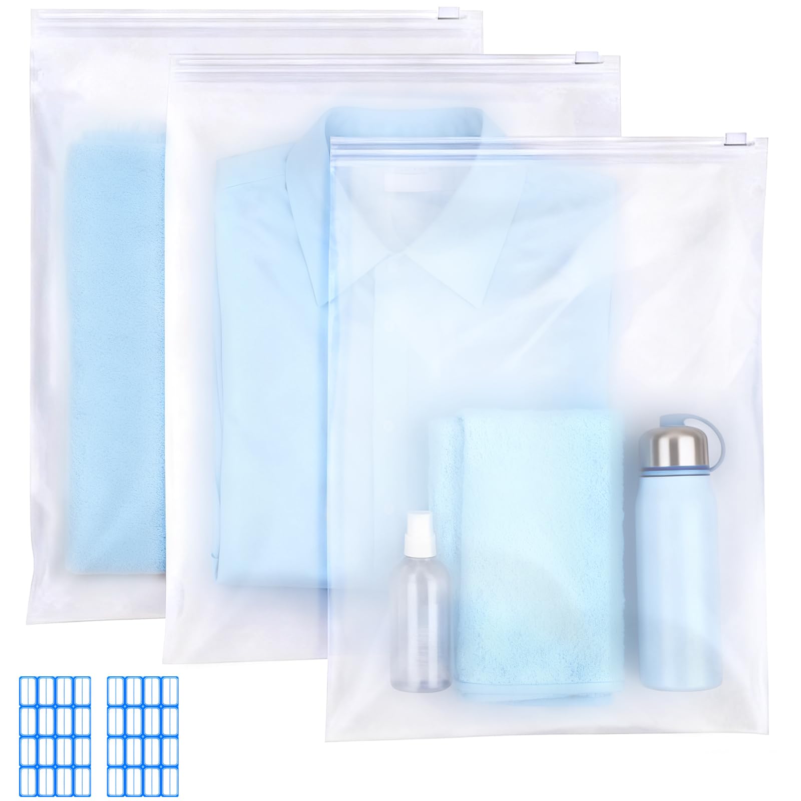sturiz 30pcs 40x50cm Large Reusable Zip Lock Bags for Clothes Plastic Ziplock Bags Frosted Travel Storage Bags Waterproof No Holes Hospital Bag Organiser Pouches for Clothes,Shoes,Cosmetics,Suitcase