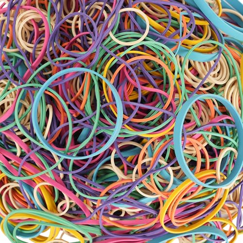Foshine Rubber Bands Assorted Size Multicolor 0.5lb Elastic Bands for School Home Office Supplies Size#10,Size#16,Size#19,Size#33,Size#64,Size# 4.8",Size#5.9"