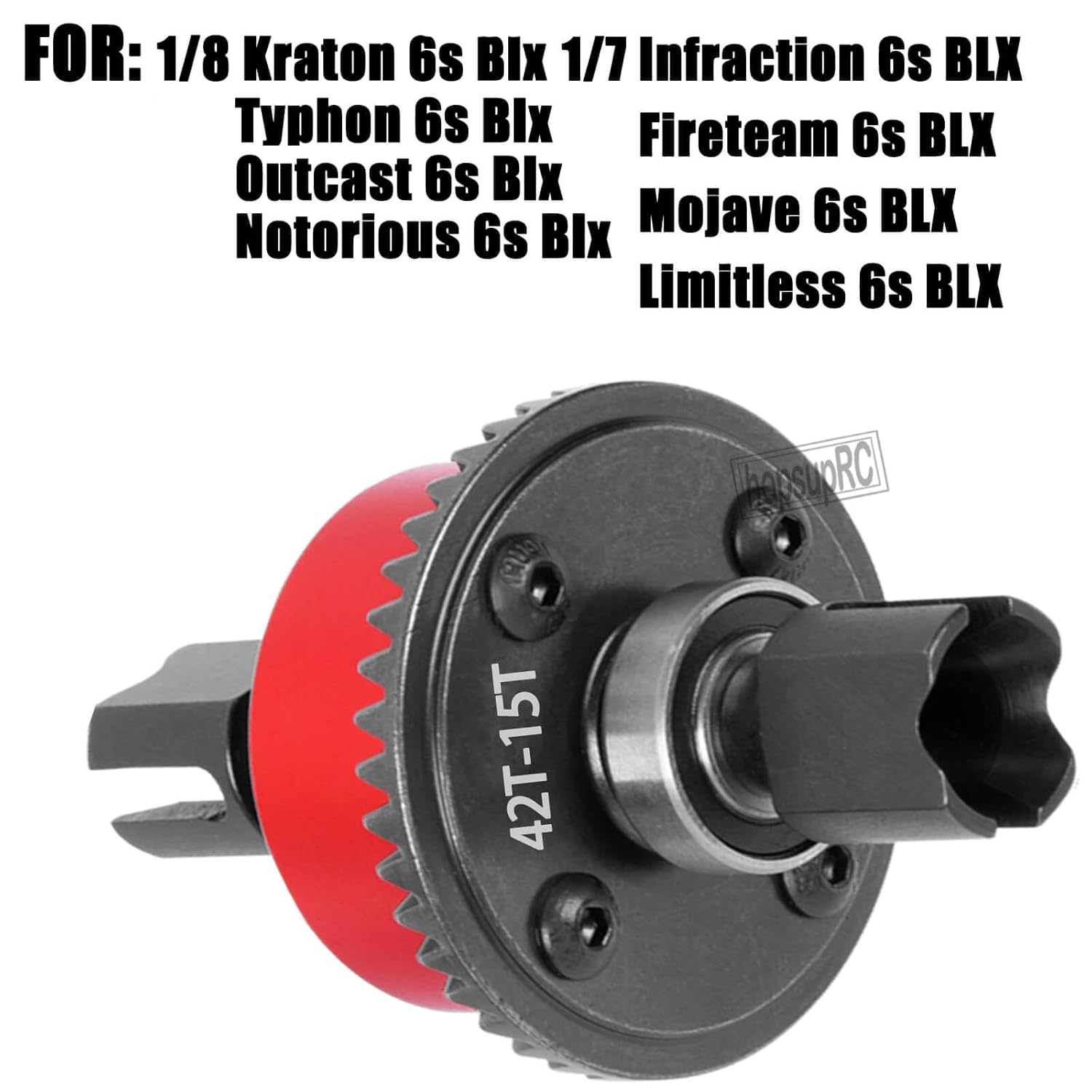 42t&15t Front Rear Differential Input Gear Slipper Clutch Upgrades Part for 1/8 Kraton Typhon Outcast Notorious 6s Blx,1/7 Infraction Fireteam Mojave Limitless 6s,Red.