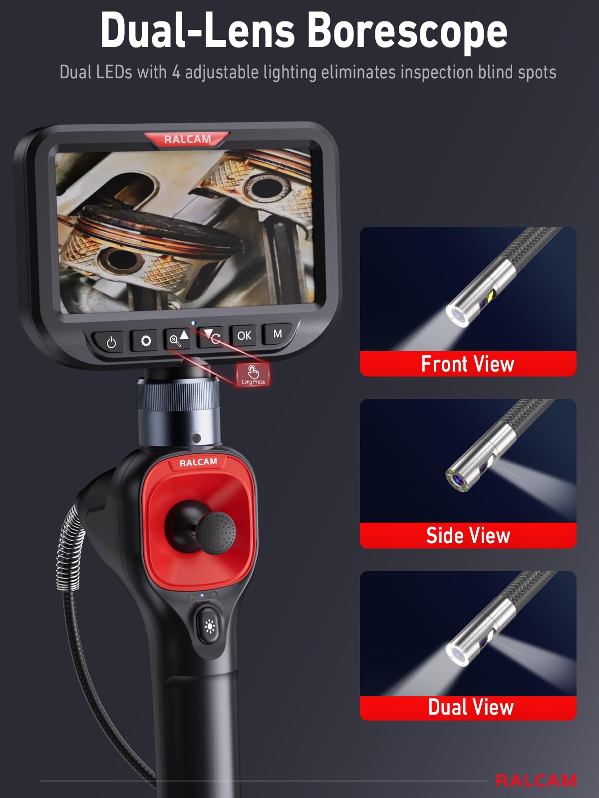 Ralcam 360° Articulating Borescope Dual Lens, 0.25in Slim Probe — Amazon image 4