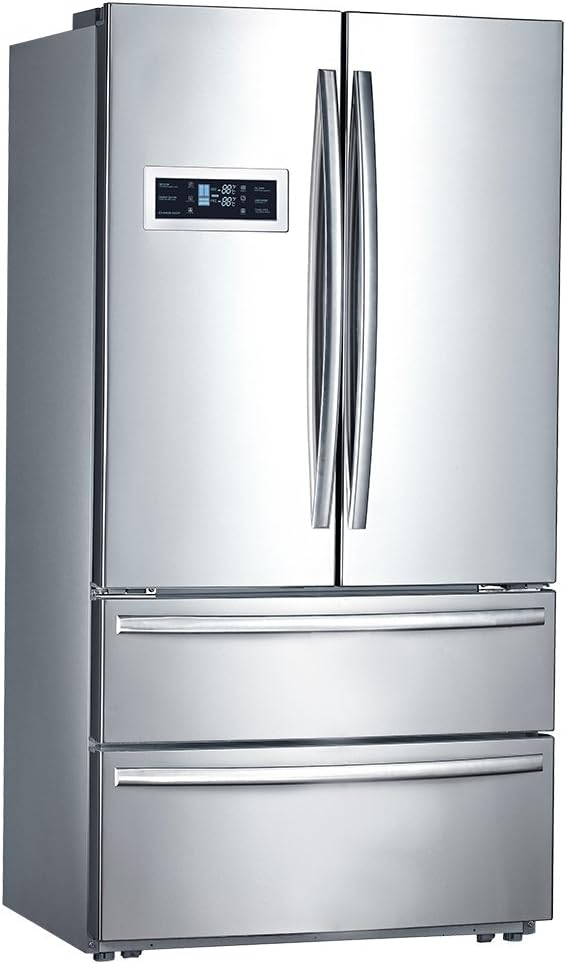Smad French Style Double Door Refrigerator Large Refrigerator Bottom Freezer For Home, Stainless Steel