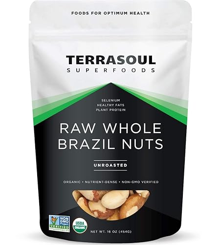 Terrasoul Superfoods Nueces de Brasil orgánicas 1 libra crudas Sin sal Ricas en selenio