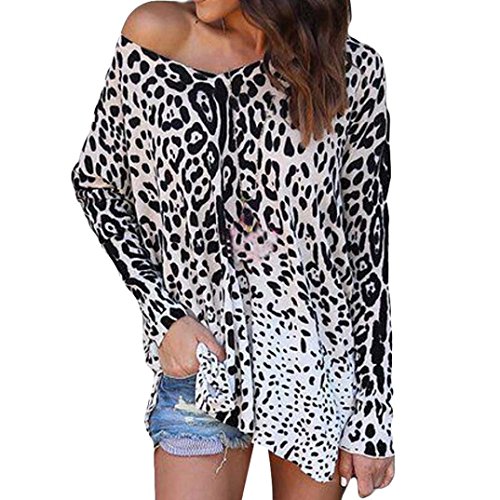 BaZhaHei-Blusa de mujer Long Sleeve Mujeres Loose Top Camiseta de Manga Larga con Estampado de Leopardo y Estampado de Leopardo de Mujer Blusa sin Mangas Tops Shirt de Mujer