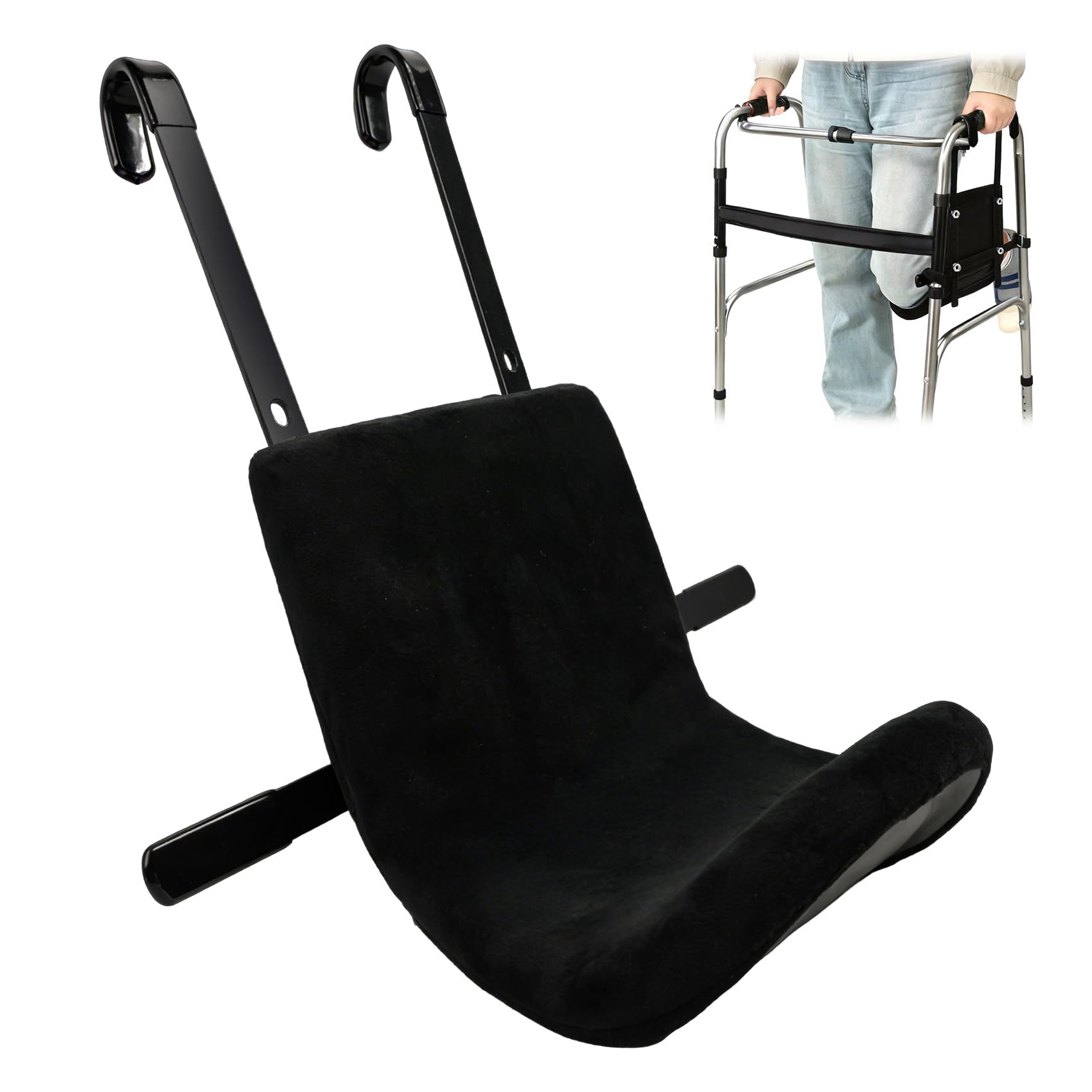Knee Sling for Walker - Adjustable Height Walker Knee Sling Attachment, Supports 300 lbs Without Deformation, Knee Sling with Safety Support Reduces Load & Prevents Secondary Injury