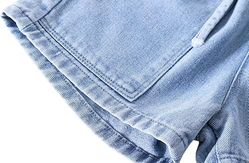 Miniatura 5 de Pantalones cortos de mezclilla elásticos de cintura alta con cordón para niña