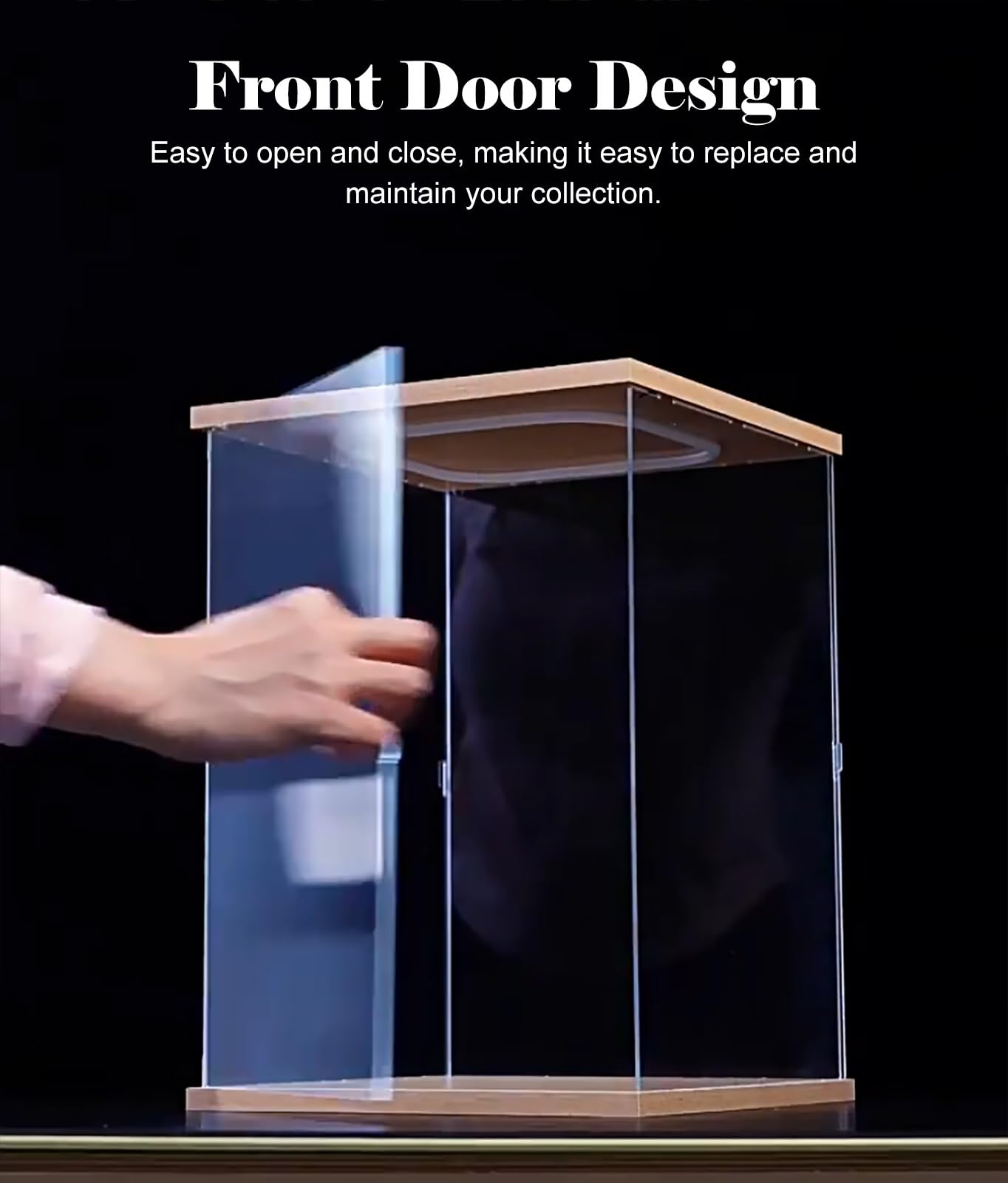 Vitrine transparente, affichage acrylique LED for objets de collection avec porte, plusieurs tailles(20x20x40cm(8x8x16in))