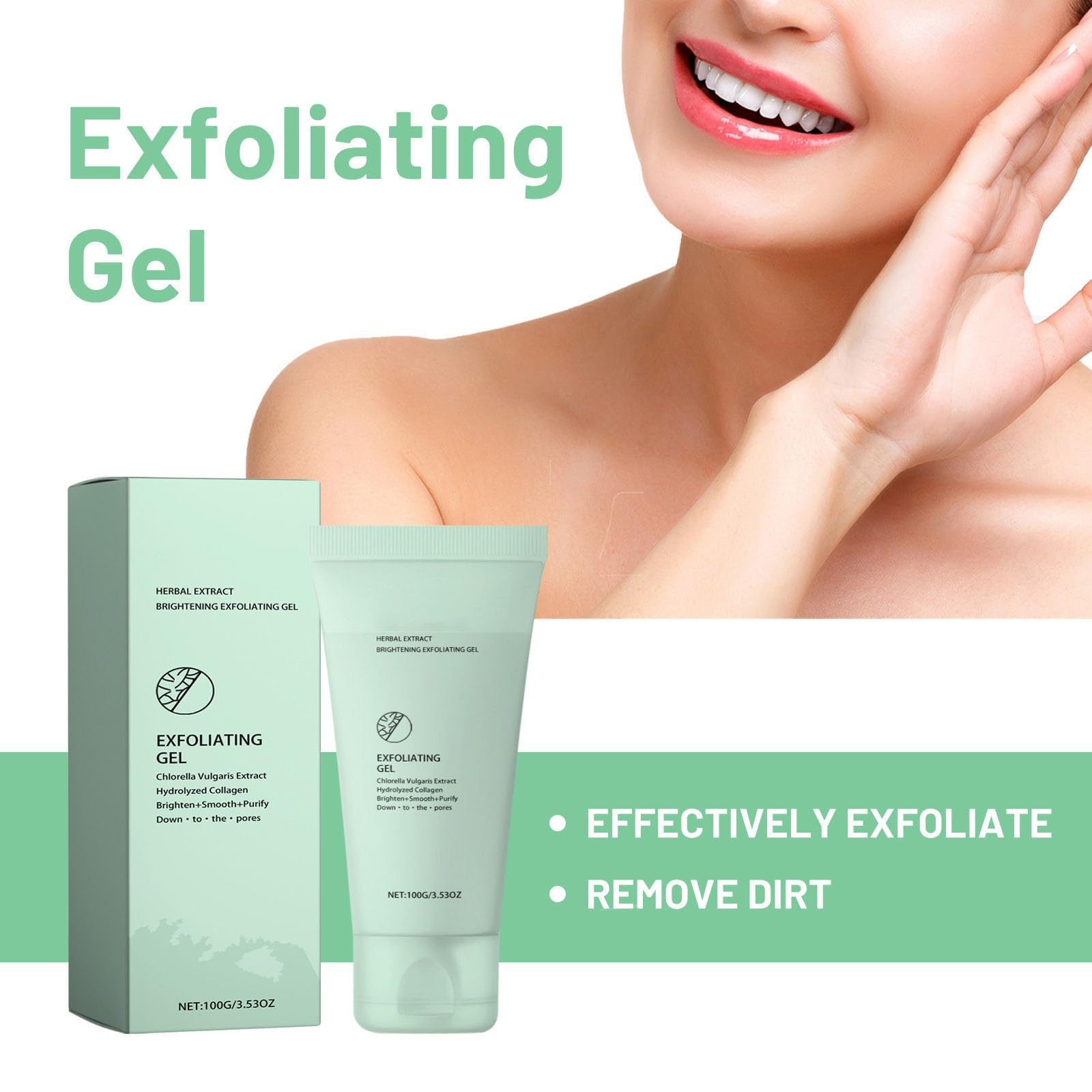 Gel Esfoliante Esfoliante, Estratto Vegetale, Scrub Corpo Esfoliante | Gel esfoliante illuminante arricchito con estratti vegetali e collagene idrolizzato. Elimina delicatamente le cellule morte,
