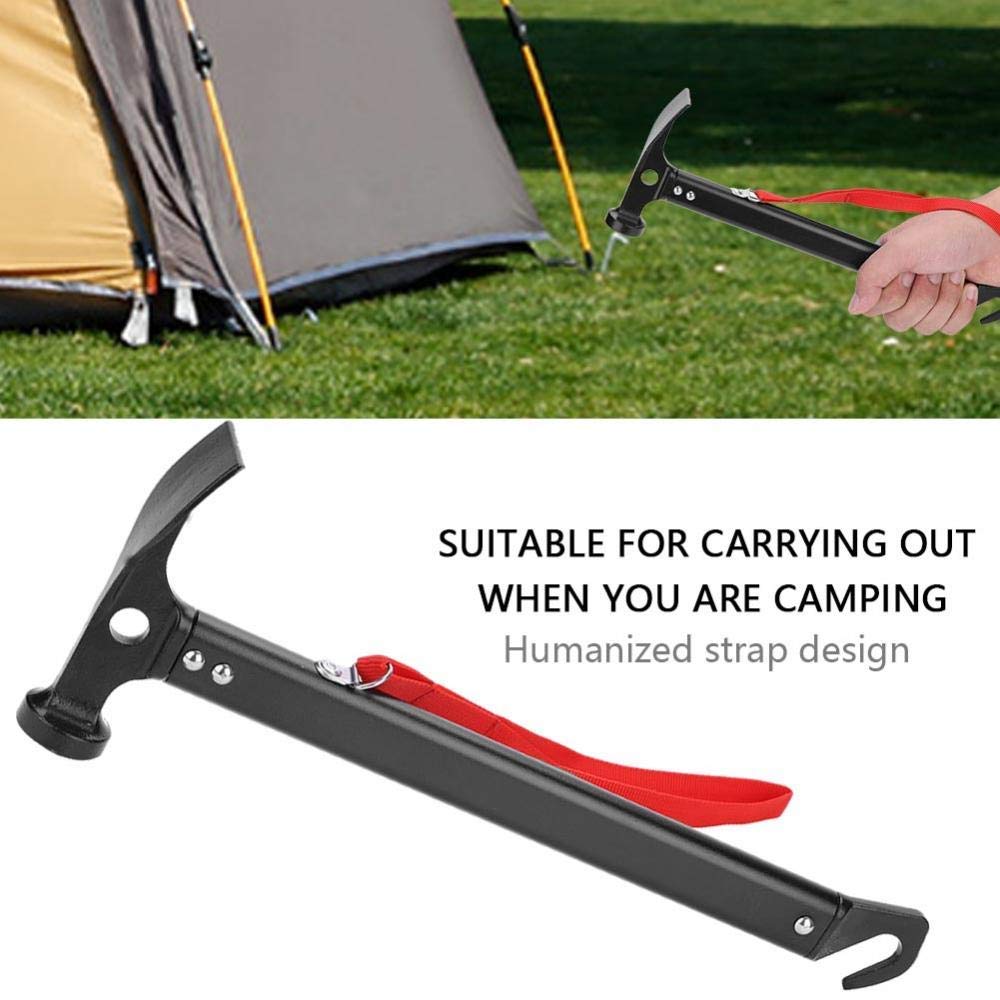 Alomejor Dissolvant de Cheville de Marteau d'alliage d'aluminium de Marteau de Camping avec la Courroie pour