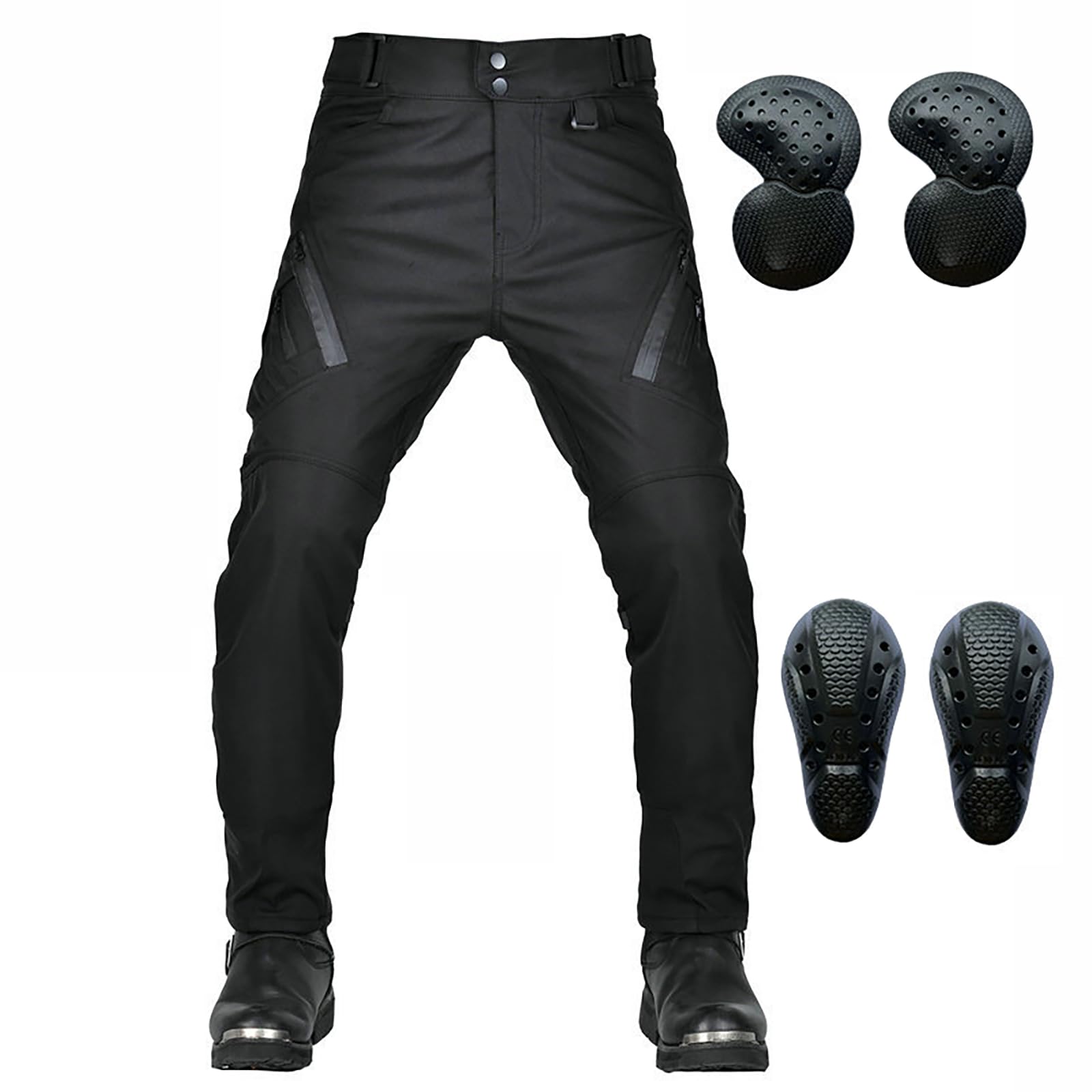 ARMAAN Pantaloni Moto Uomo Impermeabili Per Motocicletta, Pantaloni Protettivi Con Protezioni CE Per Ginocchia E Anche, Equipaggiamento Touring Resistente Per Viaggi E Guida Outdoor,Black-XXS