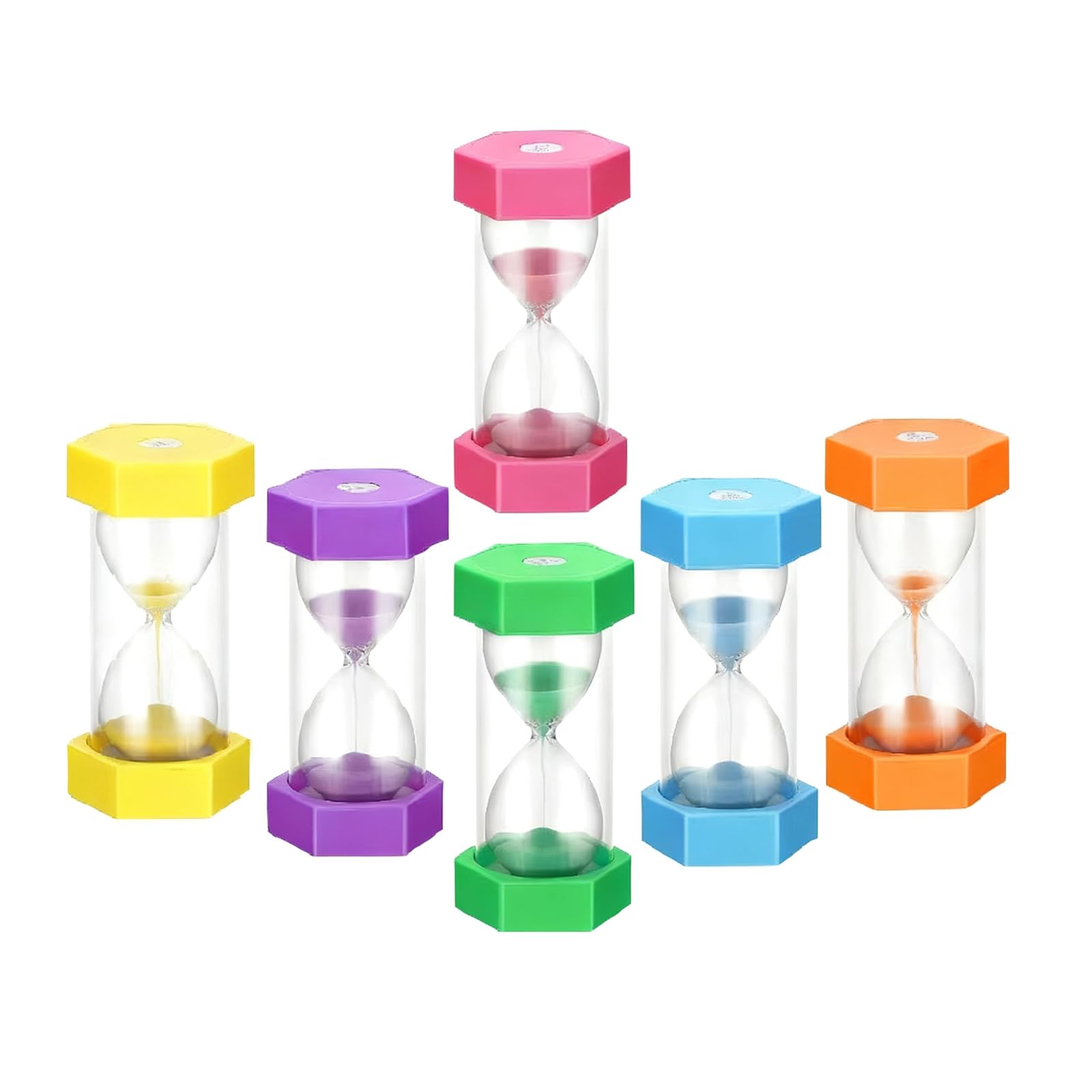 POXZSFX Stunning 2 Minute Sand Timer Hour Glass With Sand Colorful Six Hourglass Timer Set Games And Learning Features Can ABS