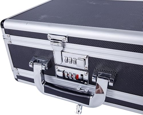 Miniatura 8 de Estuche rígido largo de aluminio para rifle  Caja de almacenamiento portátil de escopeta con bloqueo con espuma acolchada  Estuche táctico para