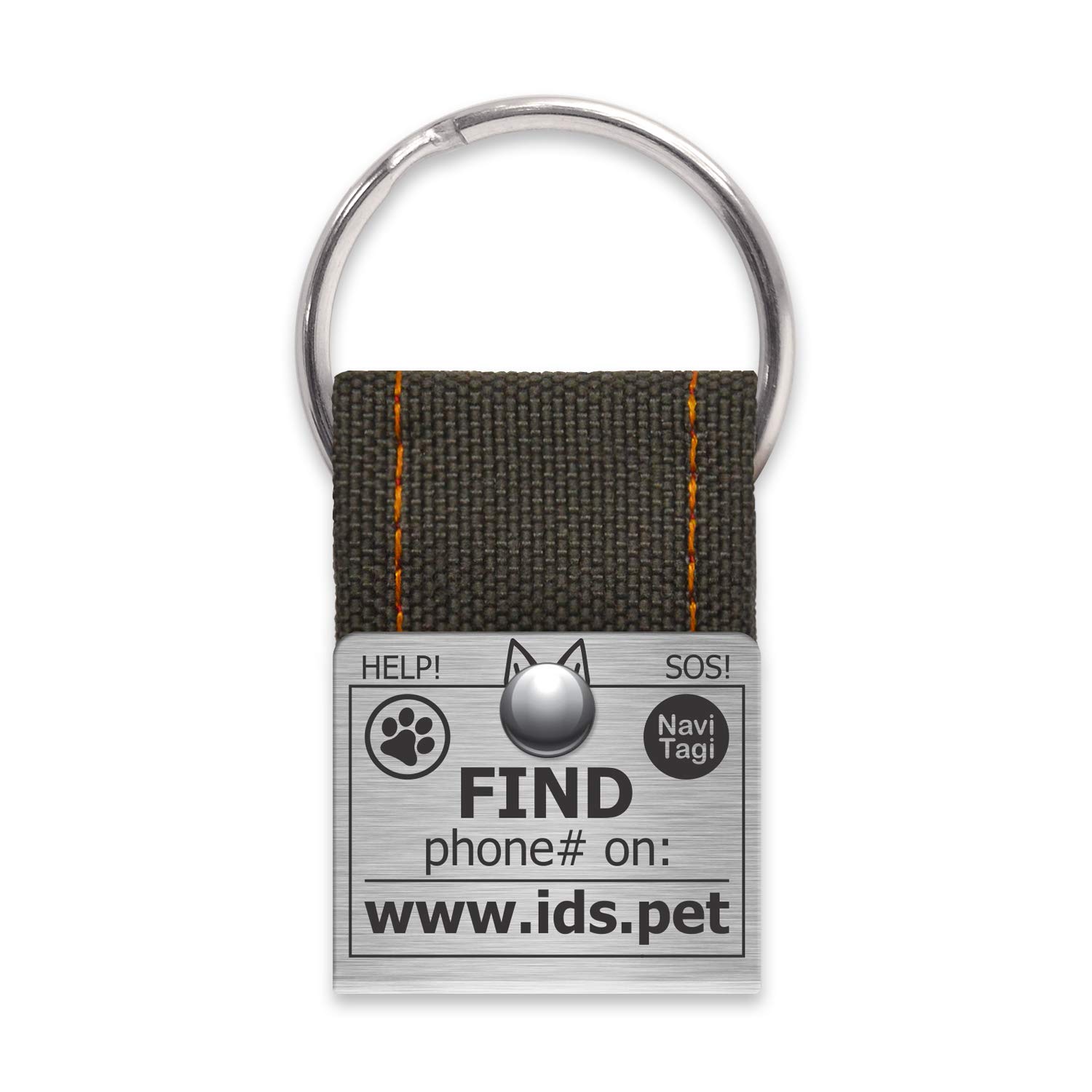 NaviTagi Outdoor Pet ID Tag for Large, Extra Large Dogs. Personalized w/ID Number. Reliable Design, Durable Materials, Stainless Steel Ring. 2 Phones Updatable Online, Name Safe (1 Adv -L)