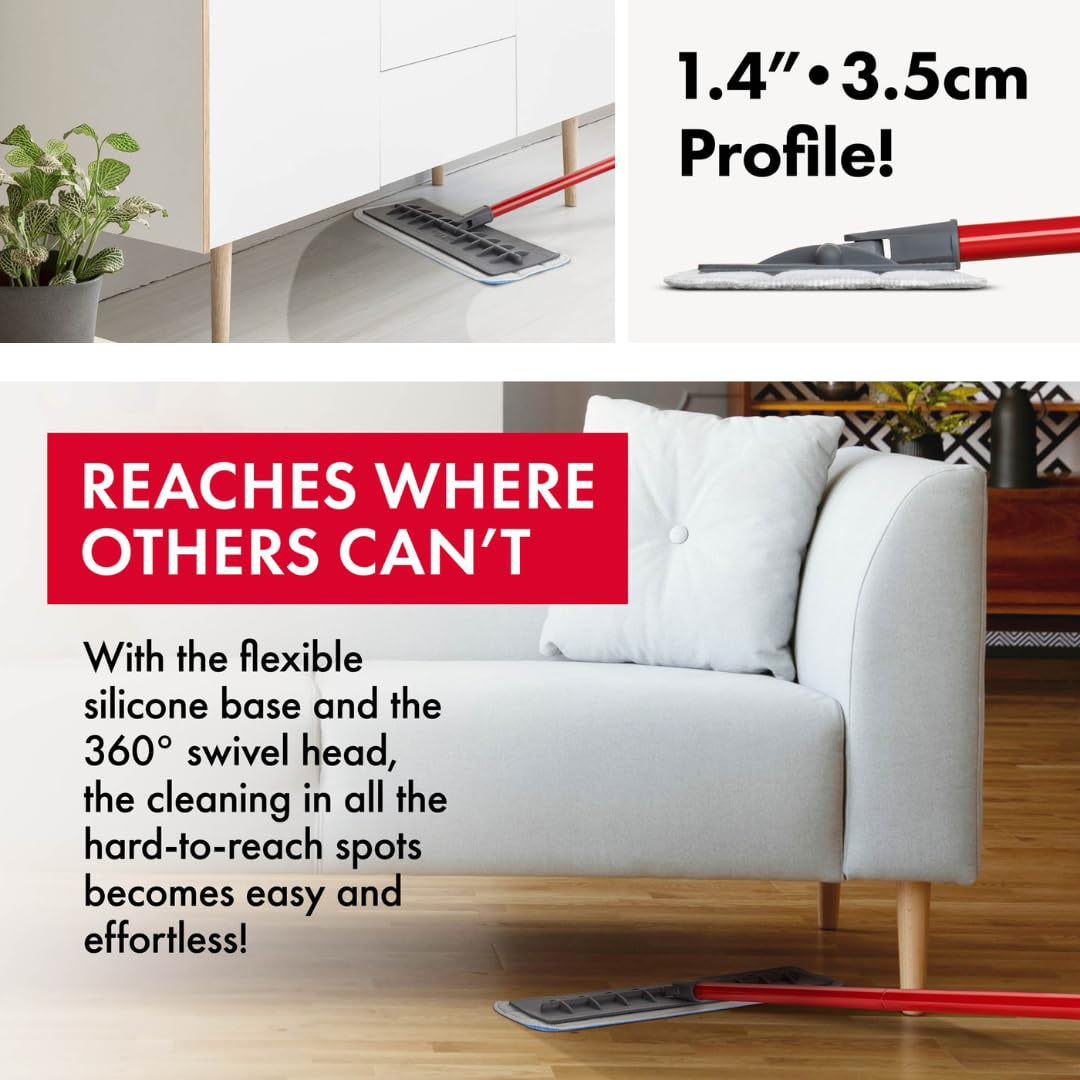 Tyroler Bright Tools Mop - Nettoyage Polyvalent pour parquet, sols en Bois, stratifié et carrelage, tête Flexible en Silicone 100 % résistant aux Rayures | Comprend 2 Chiffons en Microfibre Extra
