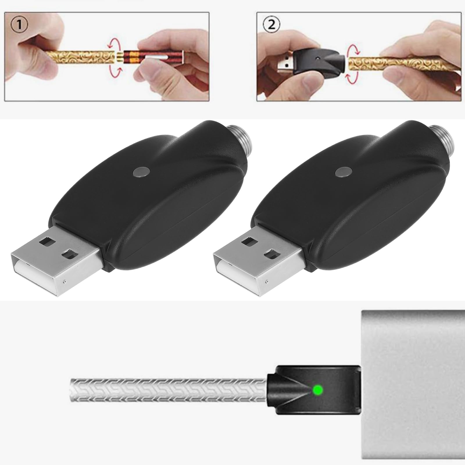 The Lord of the Tools 4pcs 510 Out Threaded USB Smart Charger with Over-Charge Protection LED Indicator for Laptop Car Charger Flashlight - Image 4
