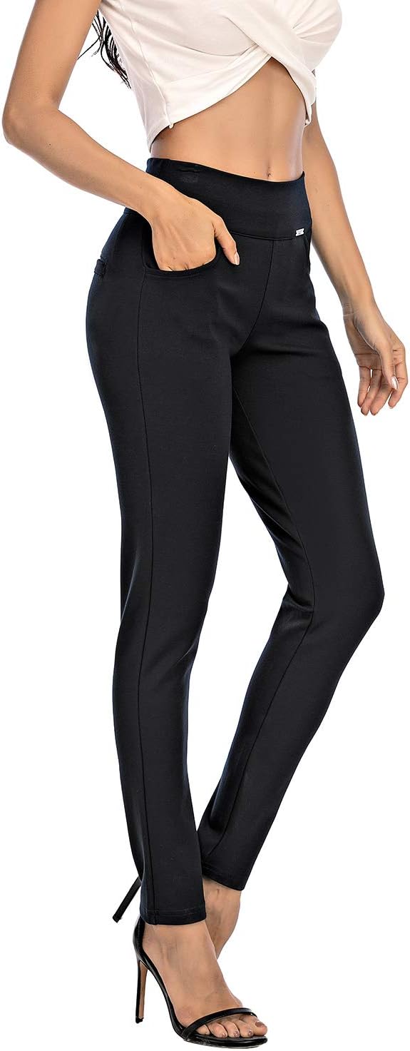 Dress Pants for Women Comfort Stretch Slim Fit Leg Skinny High Waist Pull on Pants with Pockets for Work