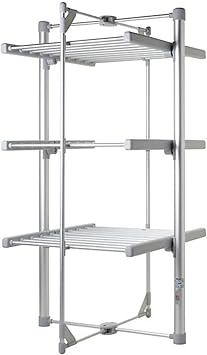 BARGAINS-GALORE Electric Clothes Airers - Deluxe Folding Heated Clothes Dryer | Indoor Clothes Drying Rack - Lightweight & Foldable, Space Saving, Fast Drying, Portable Airer 3 Tier
