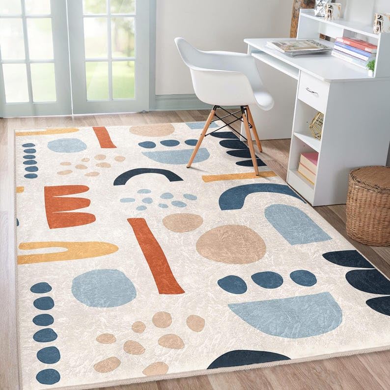 Tapis de qualité faux cachemire au design abstrait moderne et chic