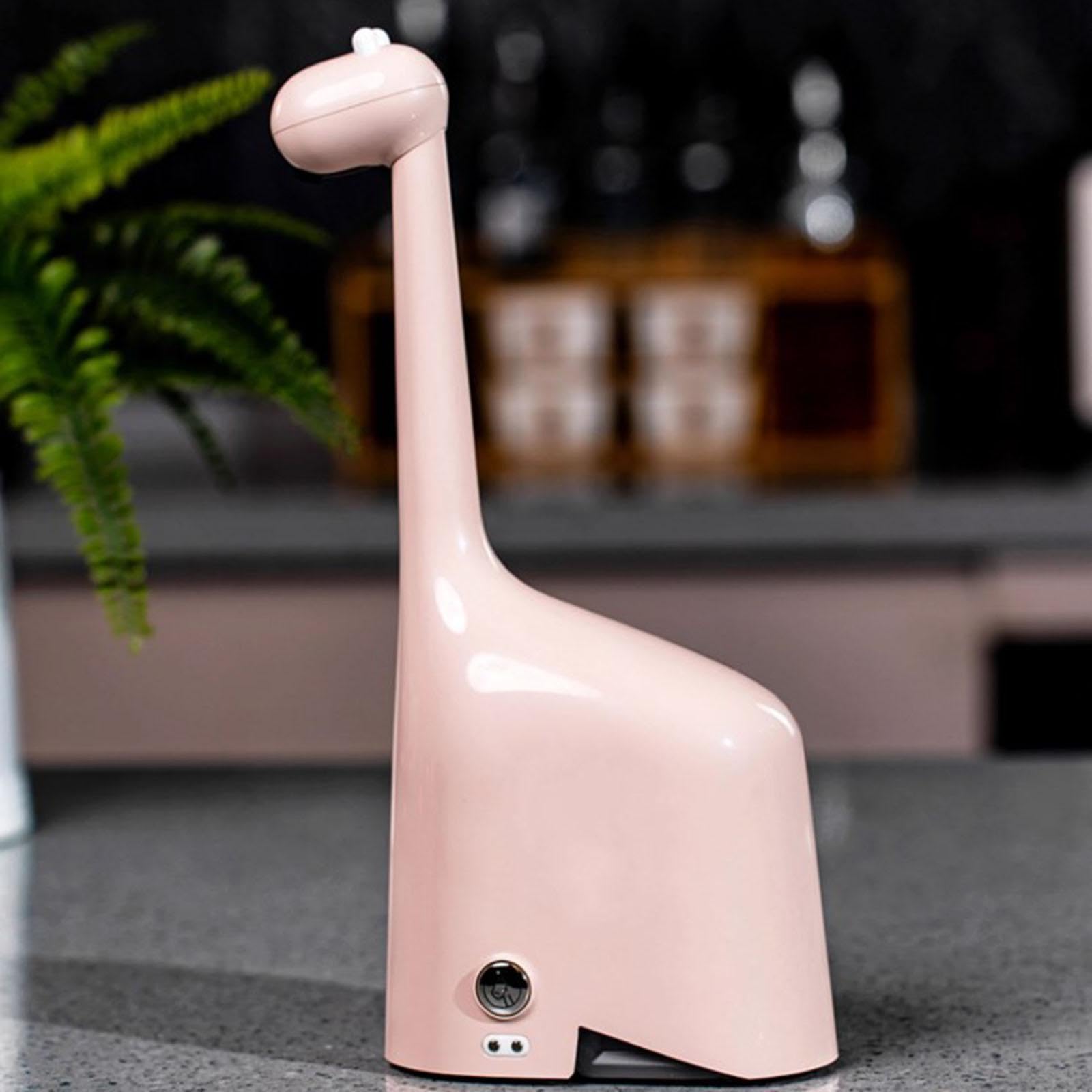 Dispensador de Jabón Automático Sin Contacto, Dispensador de Jabón Espumoso con Forma de Jirafa para Ducha de Baño, Rosa, Individual