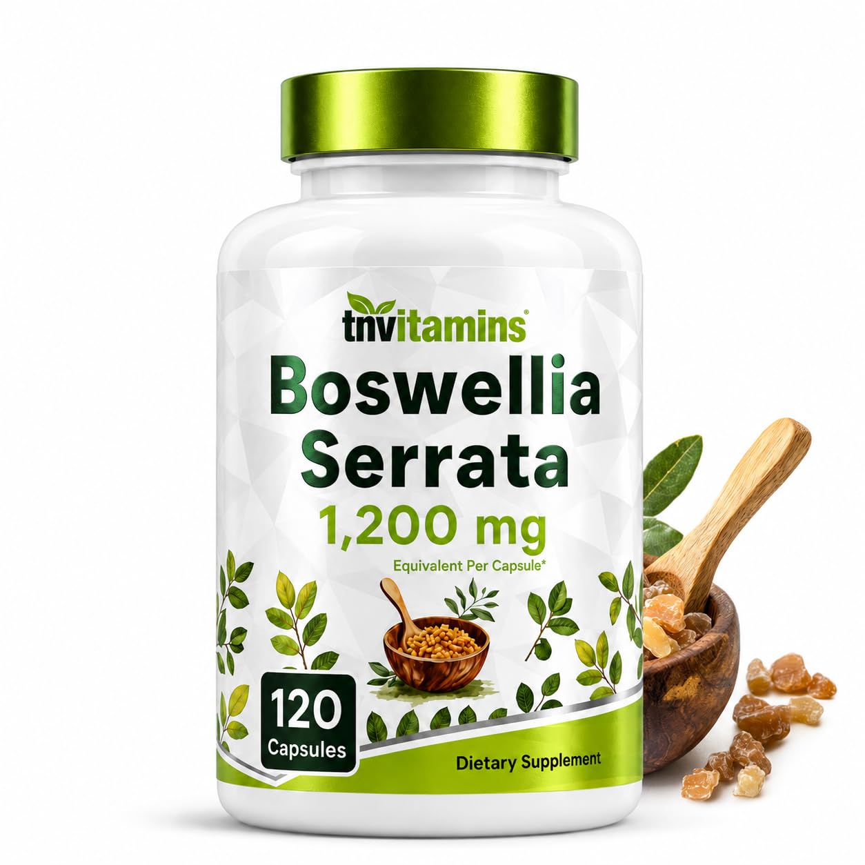 tnvitamins Boswellia Extract Capsules, 120 Count | 1,200 mg Per Capsule | 65% Boswellic Acids + 10:1 Concentrated Extract | Boswellia Serrata | Joint &amp; Mobility Support*