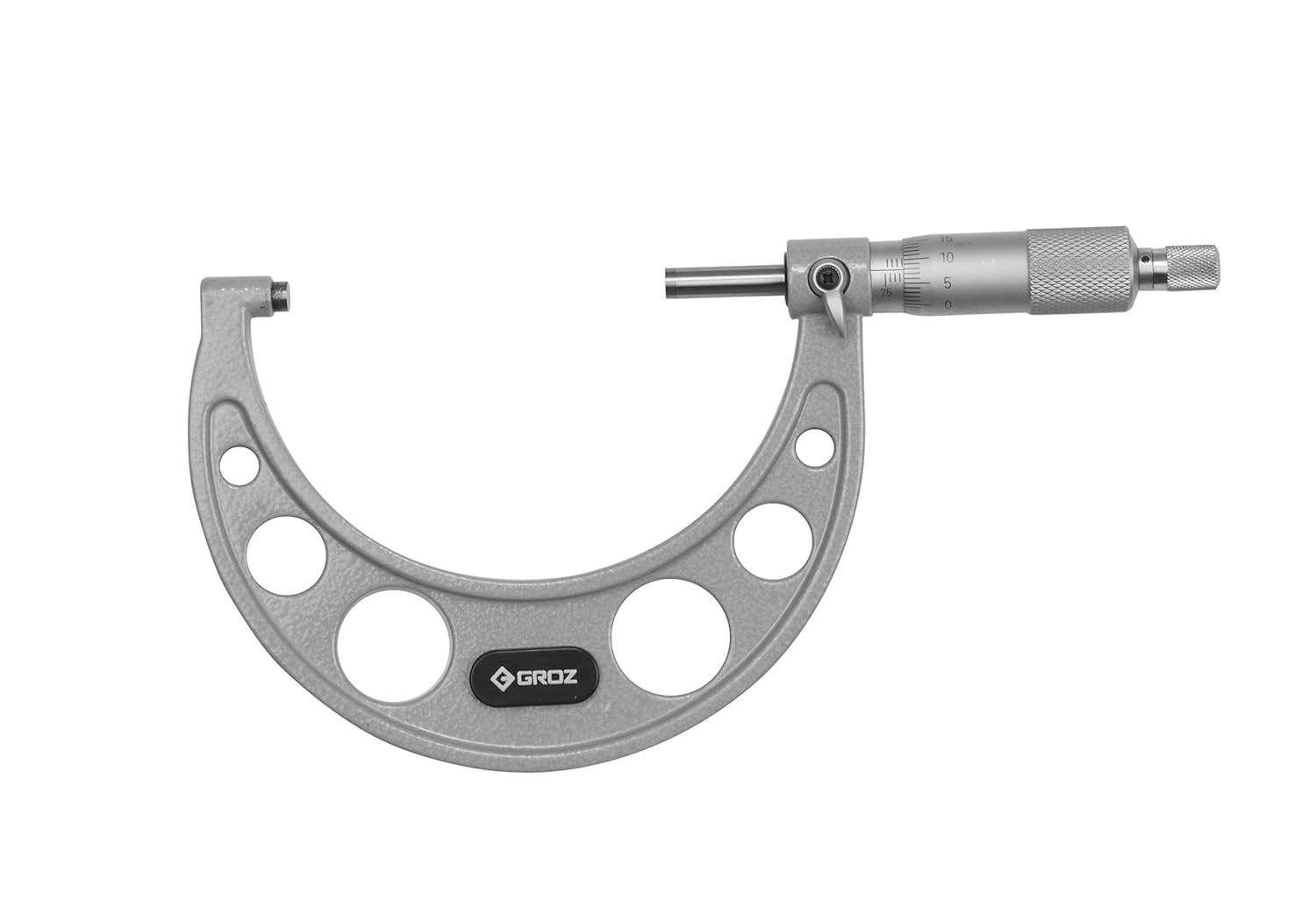 Groz Outside Micrometers with Balanced Frame Design Measures in