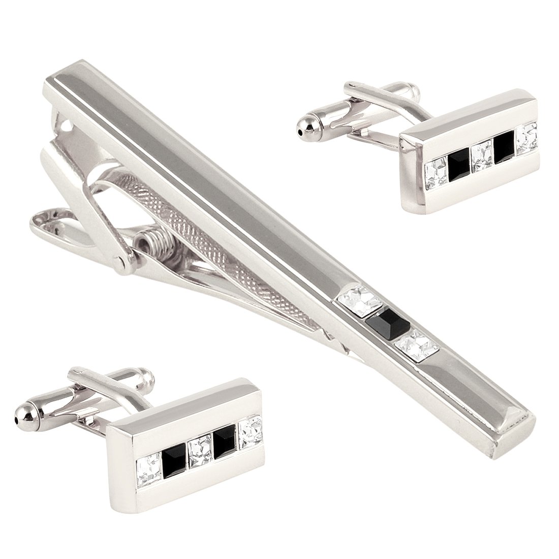 PelucheSilver Brass Cufflinks and Tiepin Set for Mens