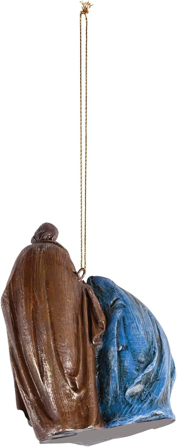 Dicksons Decorative Holiday Hanging Christmas Tree Ornament 3.25 x 4.25 Inch Resin Holy Family Red Blue - Image 2