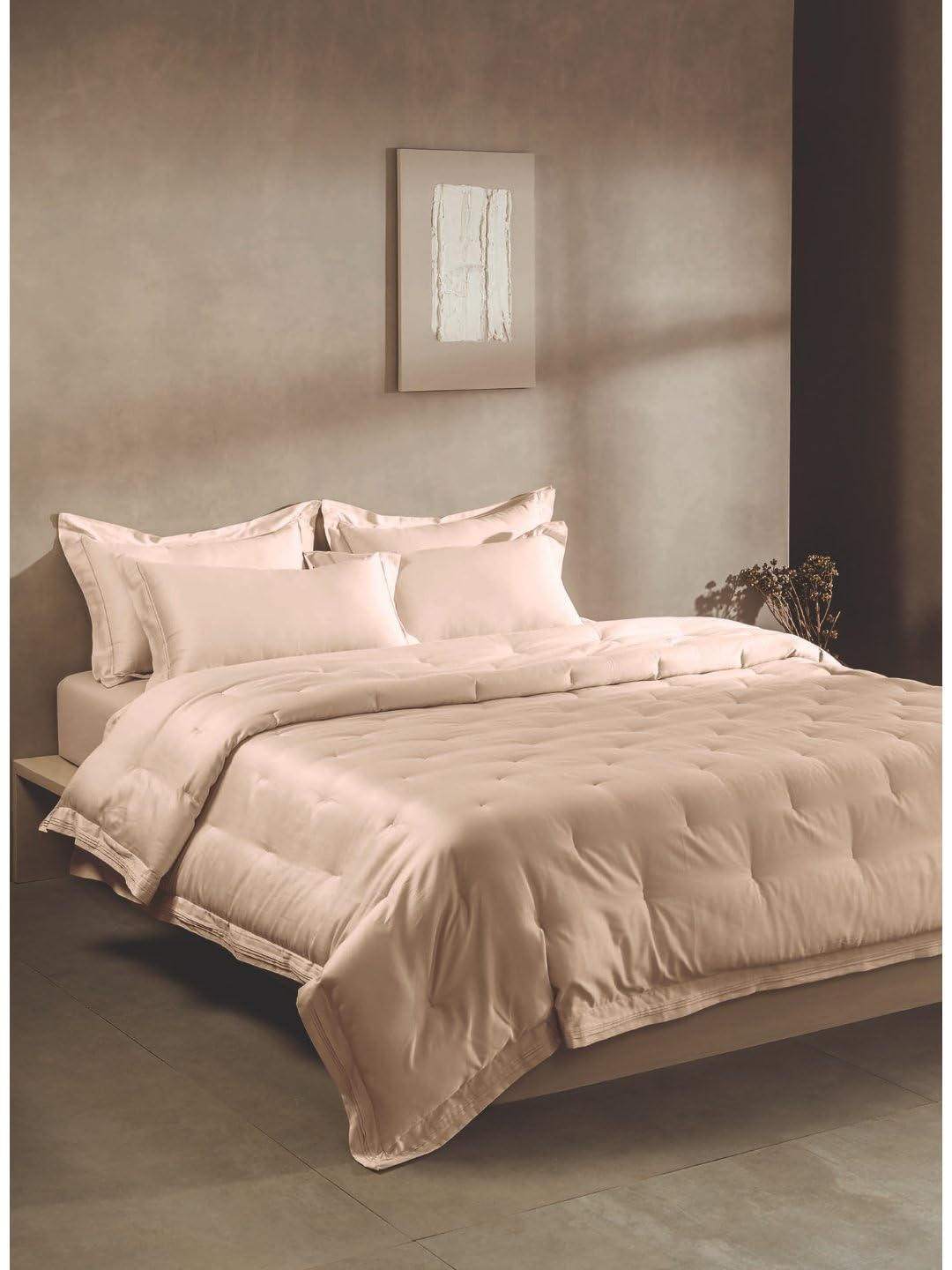 SANSAAR Comforter CSQ04-RUSKIN-PEARLED Ivory with 2 Pillow Covers Soft Breathable Bed Sheet Double Bed 152 X 228 CMS, 210 THREADCOUNT- Simply Organic-picture-12