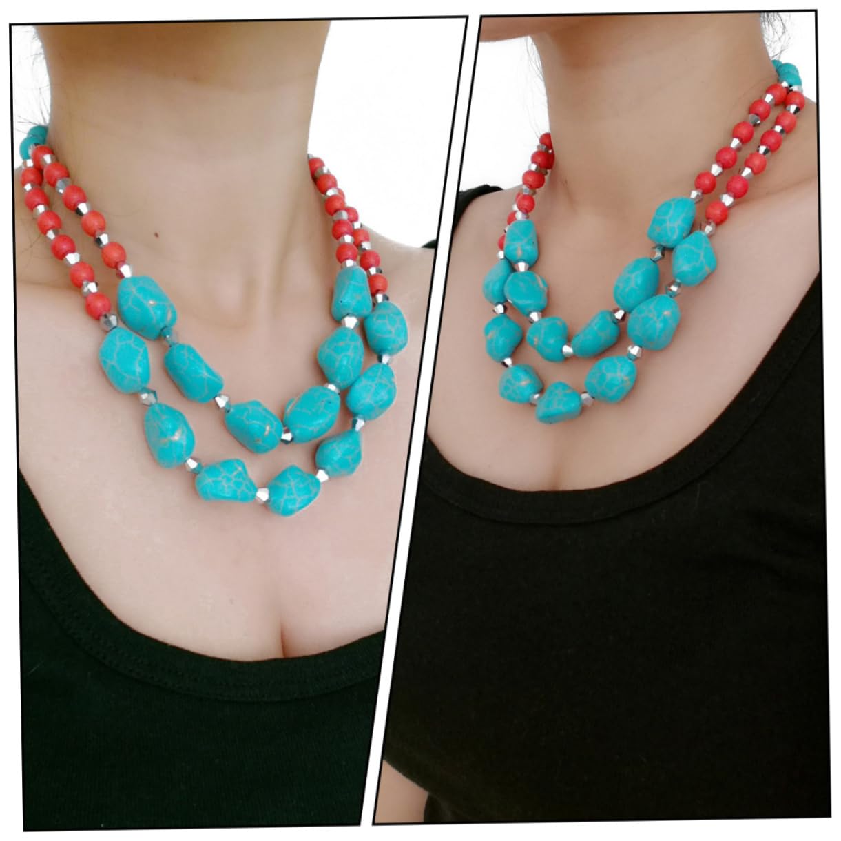 necklace Naszyjnik Turkusowa Biżuteria dla Kobiet Perłowe Kolczyki necklace