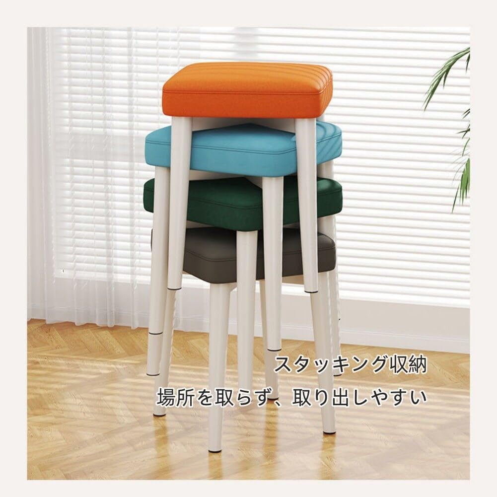 Amazon.co.jp: スタッキングスツール PUレザー 四角 イス 背もたれなし