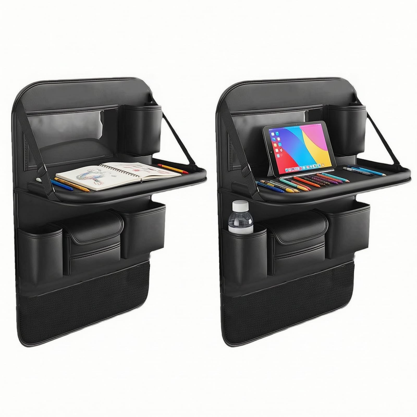 Organizador Auto Niños 2 Piezas, Mesa Plegable y Funda Asiento | Material Impermeable. Para Viajes en Familia. Protege el Asiento. Para Tabletas, Juguetes y Biberones