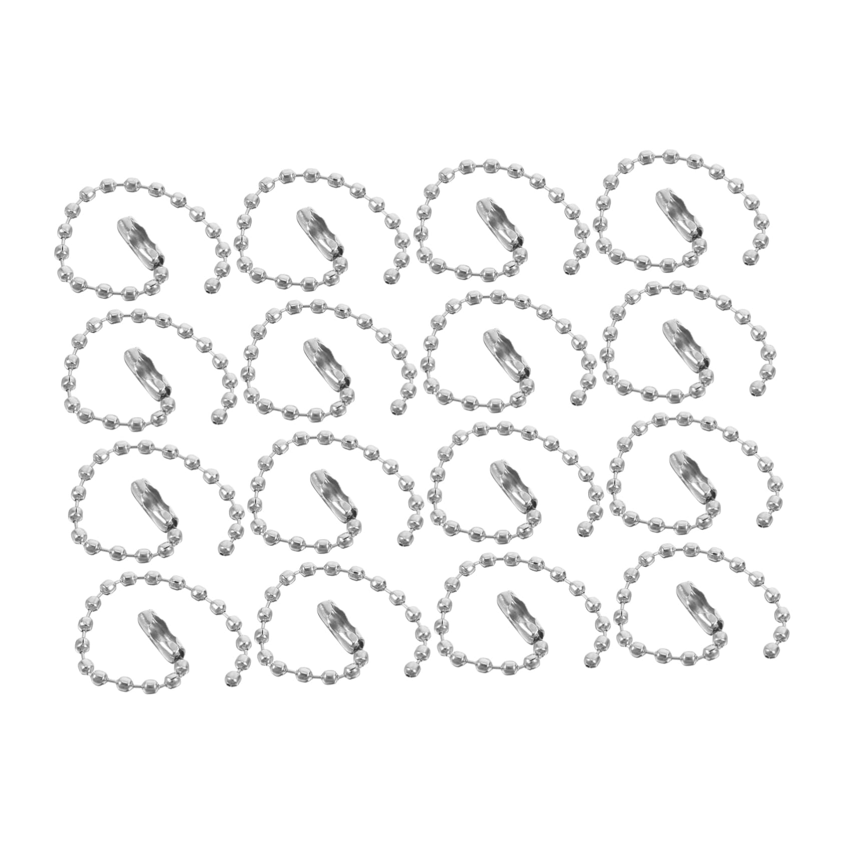 HAPINARY 100pcs Ball Bead Chain Keychain Sterling Silver DIY Jewelry Making Connectors Decorative Bead Chains for Necklace