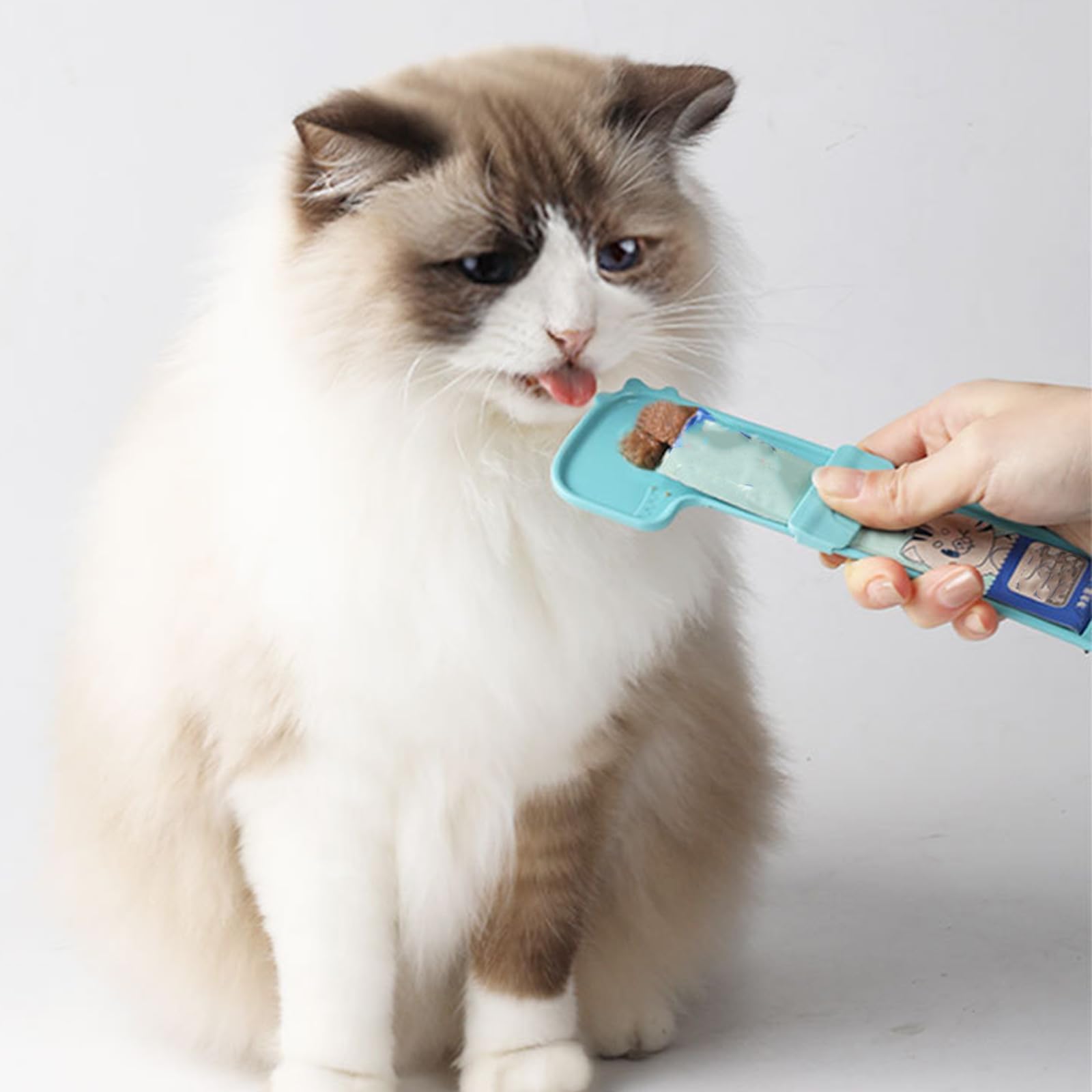 4 Pièces Cuillère à Presser pour Chat, Mignon Cuillère à Lécher pour Chaton, Portable Squeeze Strip Spoon Mangeoire pour Chats, Bande de Chat Happy Spoon pour Les Animaux de Compagnie