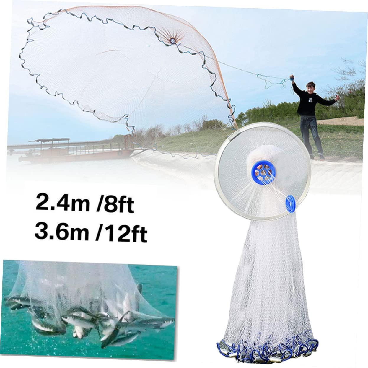 SUPVOX Leurre Pliable Épuisette De Pêche Filet Piège à Mailles Style Américain Jetez Le Filet