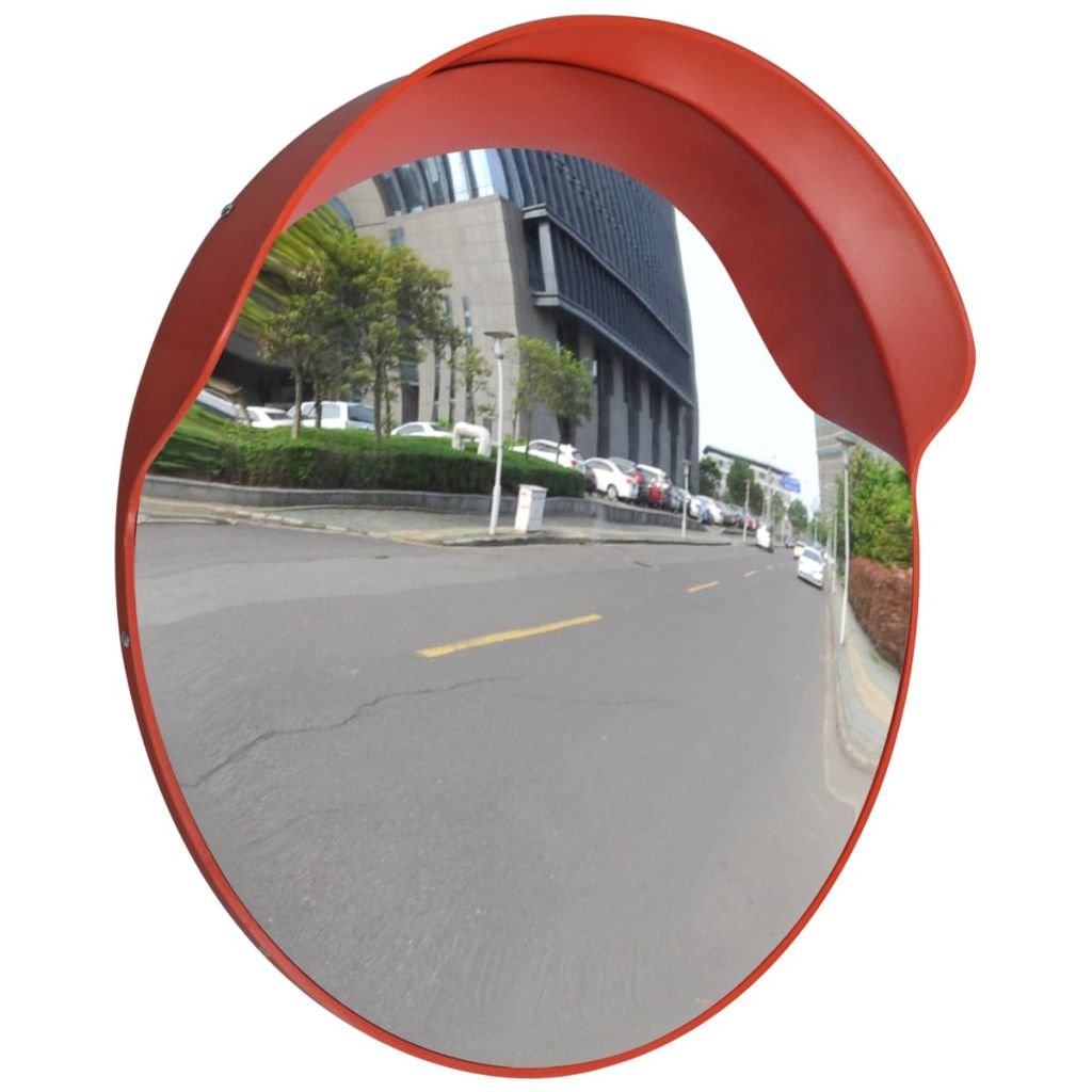 Miroir de signalisation convexe en plastique polycarbonate résistant aux intempéries Miroir de surveillance panoramique pour confondre garage, entrées de cour orange 60 cm Outdoor