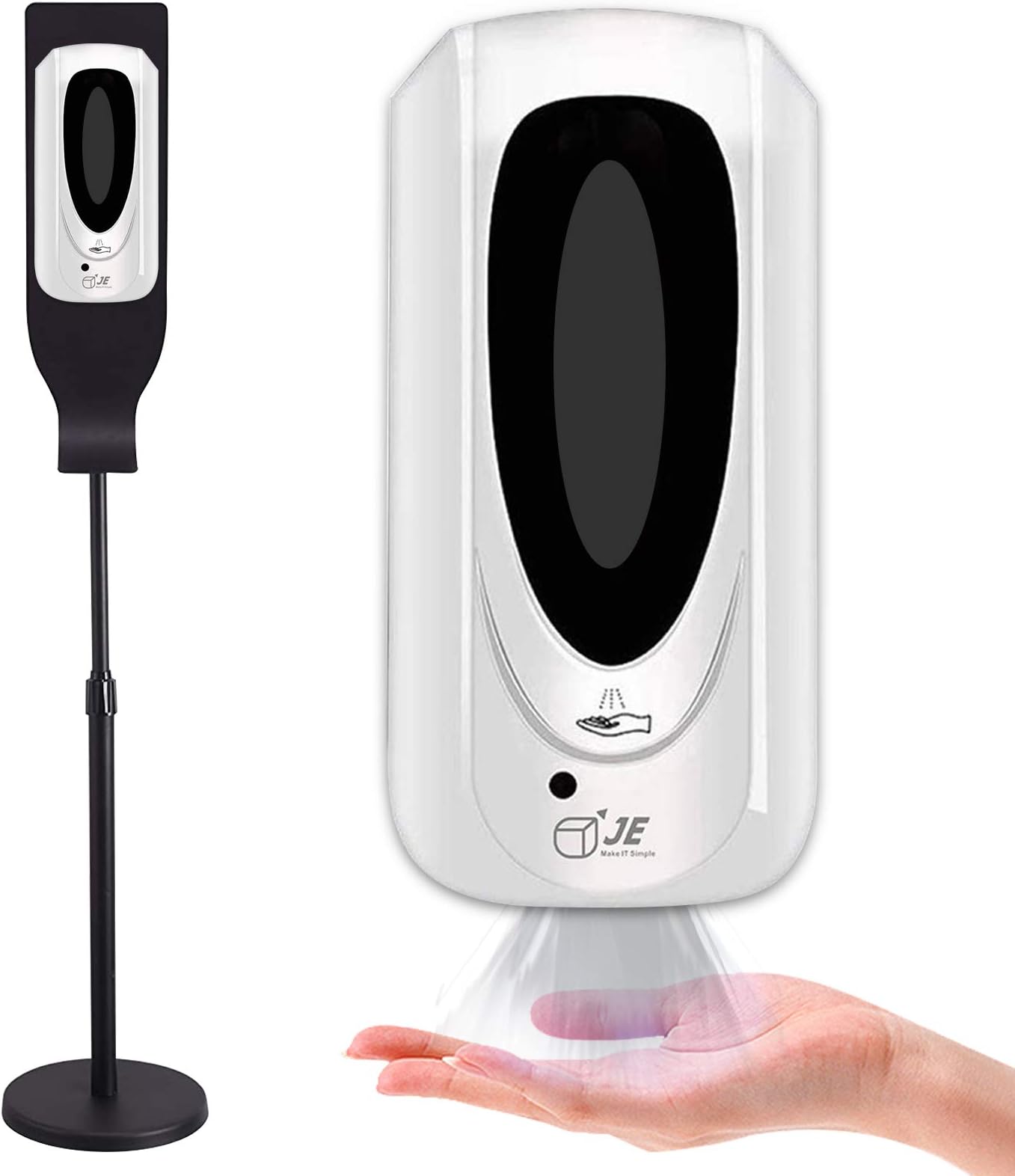 Automatic Hand sanitizer Dispenser with Floor Stand Station Kit, JE Touchless Hand Sanitizer Dispenser,with Refillable Bottle 1000ml and Stand for Hotel, Office, Hospital, Church,Supermarket