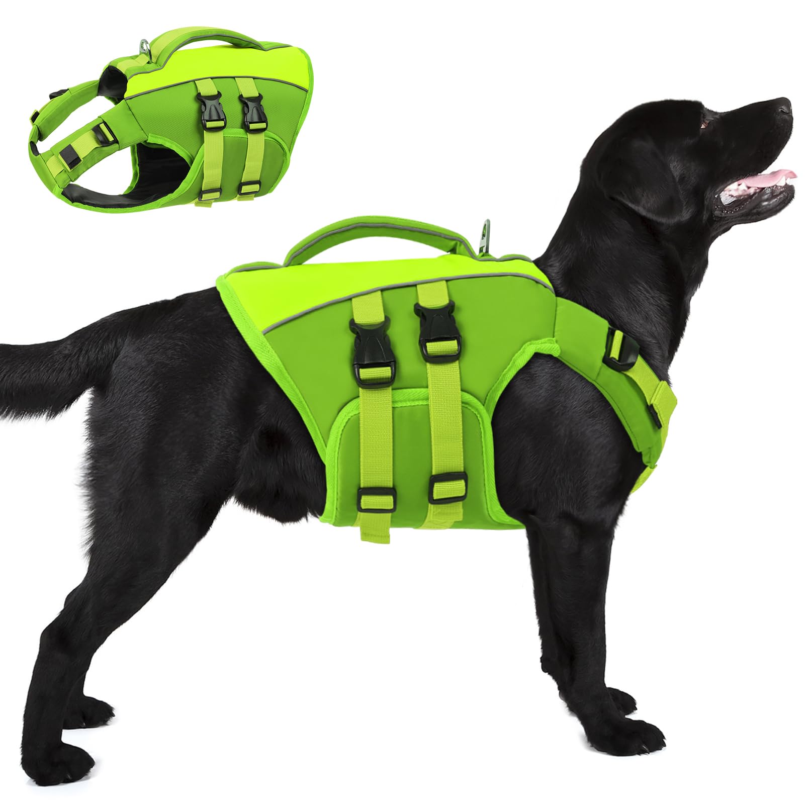 Queenmore Dog Life Jacket,Life Vest for Extra Large Dogs,Adjustable Reflective Dog Swimming Vest,Superior Buoyancy Dog Lifesaver,High Floating Pet