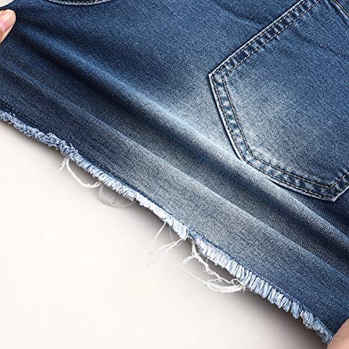 Image of THUNDER STAR Women Mid Rise Ripped Stretchy Jeans Shorts Frayed Raw Hem Casual Denim Shorts